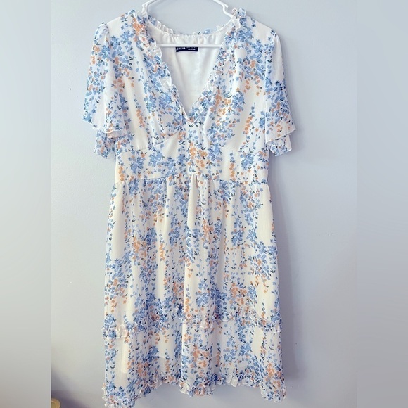 🚨CLEARANCE 0124-16M Shein Floral Print Flutter Sleeve Ruffle Dress (MC-02) - Picture 1 of 6